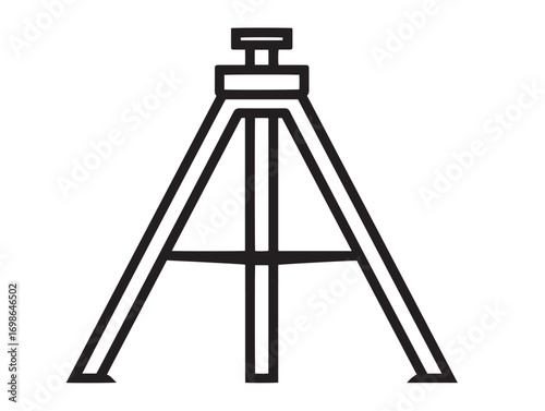 Elegant Surveyors Tripod Equipment Icon in Simple Minimal Vector Line Artwork