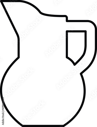 Outline of a Pitcher with a Handle, Line Drawing of jug, jug drawing, Minimalist outlined pitcher