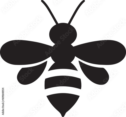 Bee silhouette vector design for insect, pollinator, honey, garden, nature, flying, and wildlife art.