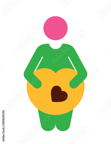Colorful Icon of a Pregnant Woman for Maternity Concepts