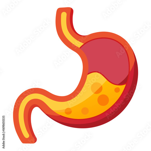 Digestive health awareness with vibrant stomach illustration, promoting wellness and healthcare, perfect for medical campaigns and educational content, showcasing human anatomy