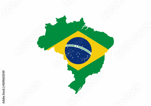 A map of Brazil rendered in the colors of the Brazilian flag