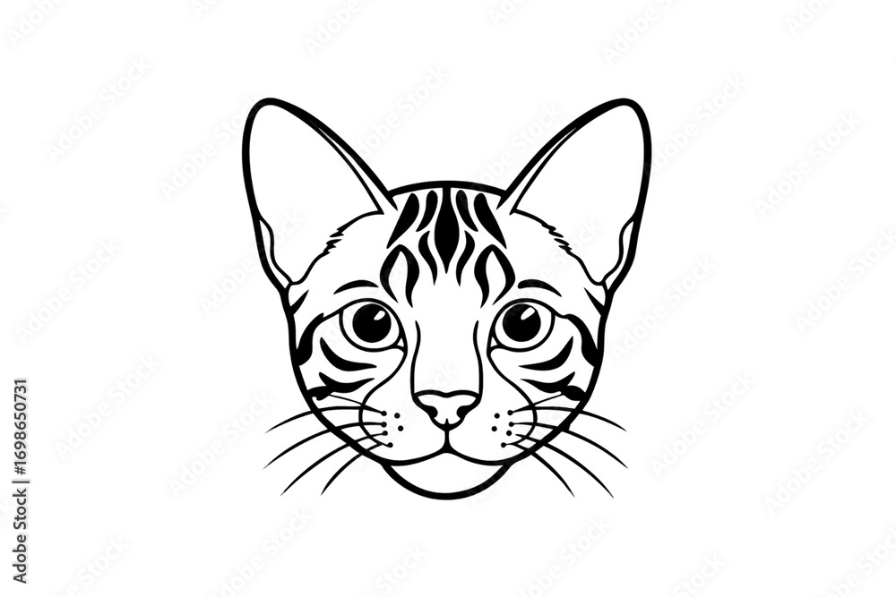 Obraz premium Cat face with decorative tribal markings, isolated on a transparent background