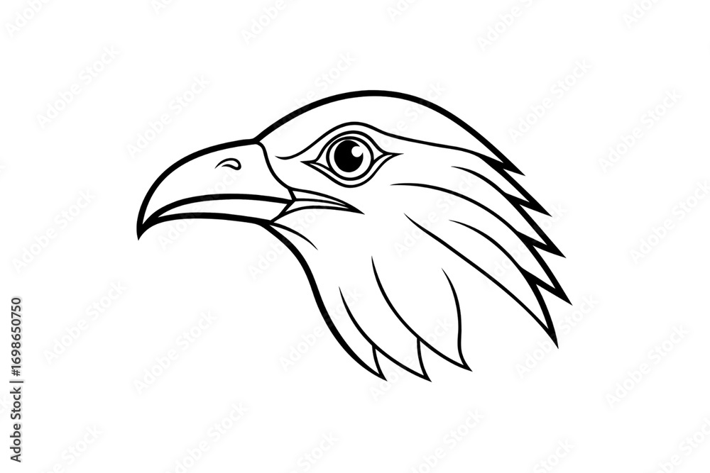 Obraz premium Eagle head in profile with curved beak, isolated on a transparent background