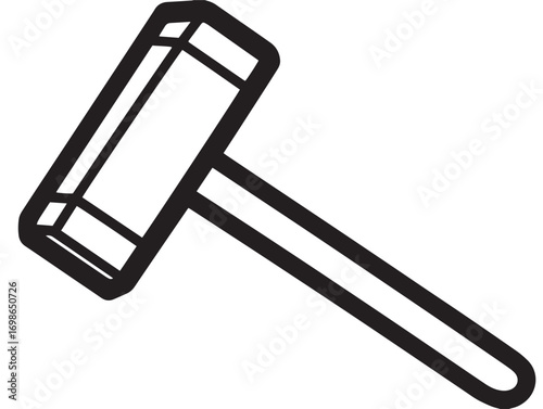 Stylish Tapping Hammer Icon in Professional Technical Vector Line Illustration