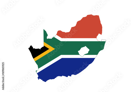 South Africas flag is displayed within its country outline