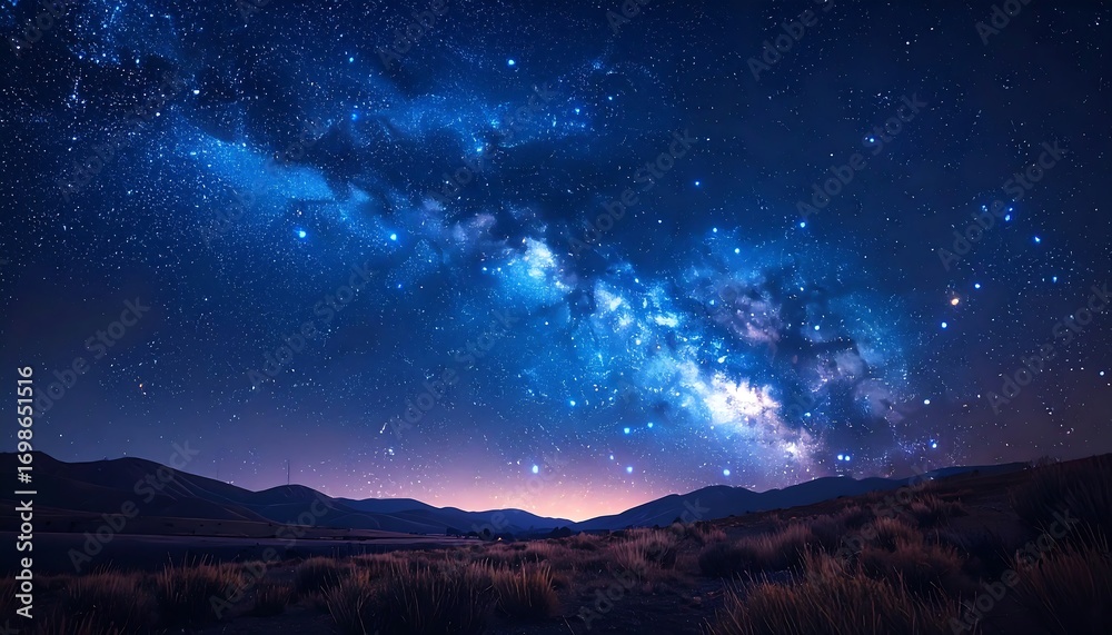 Naklejka premium Night sky over desert