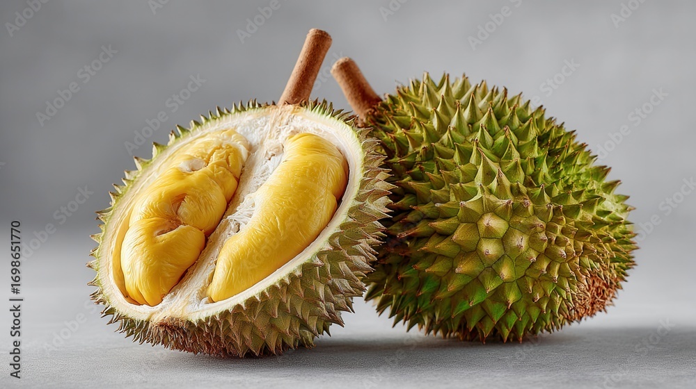 Fototapeta premium Durian fruit isolated on plain background