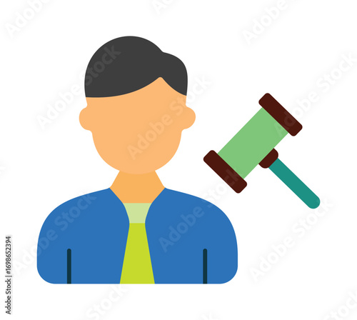Judge and Lawyer Avatar Icon with Gavel for Justice Concepts