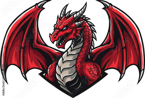 A red vector illustration of a Chinese dragon, a symbolic tattoo design for the year of the dragon