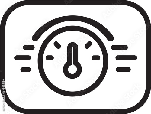 Durable Modern Thermostat Icon in Sleek Technical Vector Line Art Illustration
