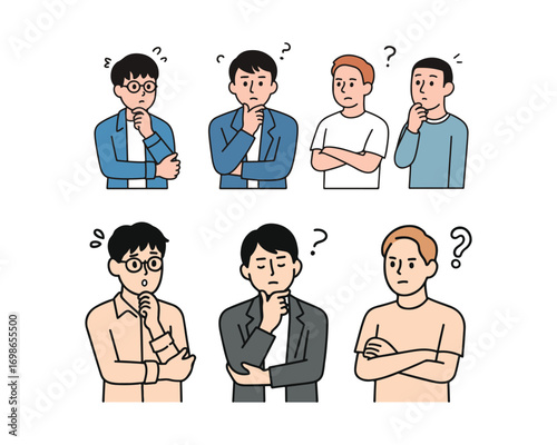 Simple vector of a young man with worries