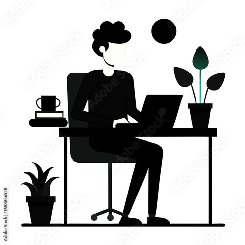 silhouette of a woman sitting in a cafe
