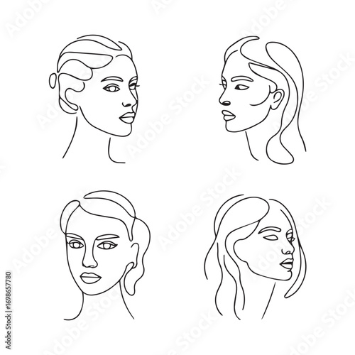 Collection of Diverse Female Faces and Hairstyles