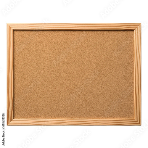 Blank Cork Bulletin Board with Natural Wood Frame Pinboard Empty Message Board Office Memo on transparent background