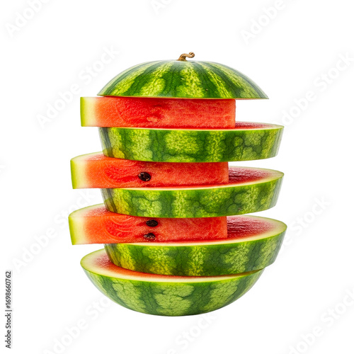Stacked Watermelon Slices Fresh Fruit Summer Treats Healthy Food Refreshing Cut Fruit Summer on transparent background