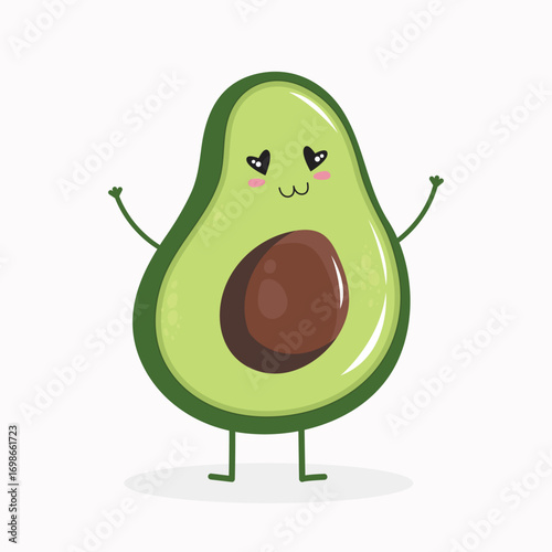 cute avocado character. Vector illustration of an avocado. Design for stickers, stickers, printed products