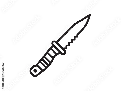 Functional Utility Knife Icon in Sleek Minimal Vector Line Art Illustration
