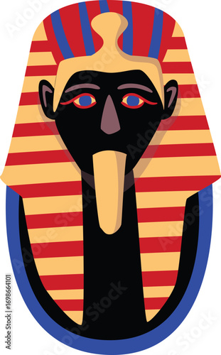 Stylized Egyptian Pharaoh Headdress with Striking Blue and Red Stripes.