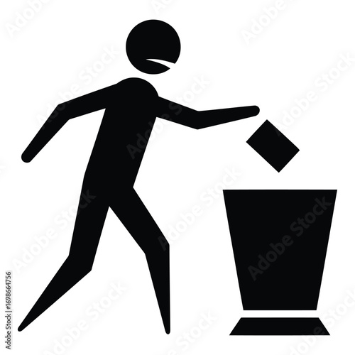 Vector art of person throwing trash into a bin