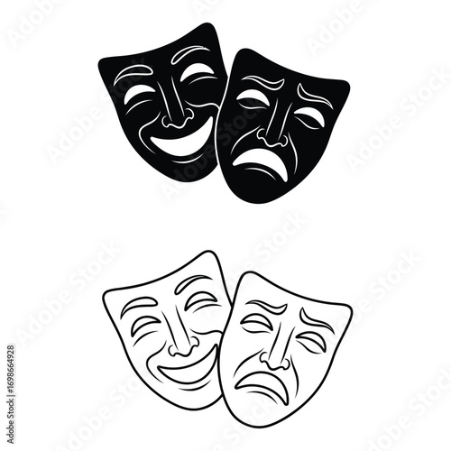 Vector art of comedy and tragedy masks