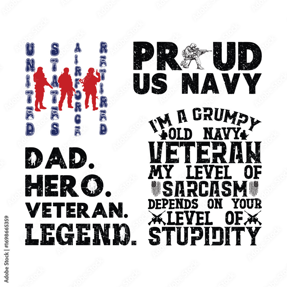 Obraz premium Veteran Day T-Shirt Design SVG Pack, veteran day t-shirt graphic, veteran day t-shirt svg, veteran day graphic tee, patriotic veteran t-shirt, military appreciation svg