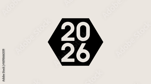 Bold hexagon graphic featuring the year 2026, symbolizing future planning and new beginnings.