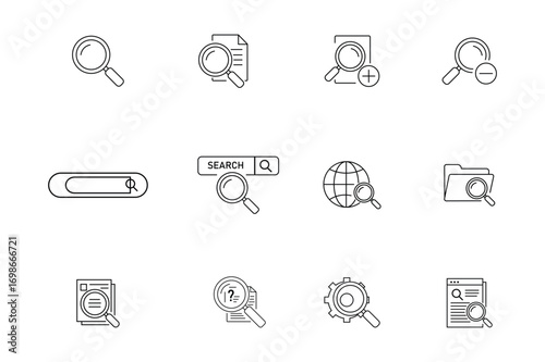 Magnifying Glass and Search Icon Set