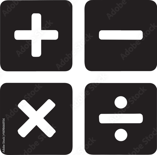 Four basic math operation symbols plus minus multiply divide vector