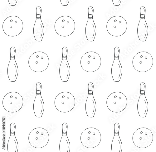 Vector seamless pattern of hand drawn sketch doodle outline bowling isolated on white background