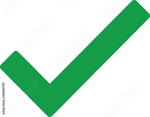 Large green check mark on a white background tick correct