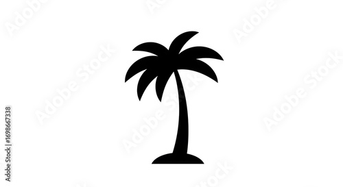 Simple black palm tree silhouette icon isolated on a white background.