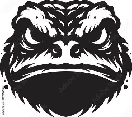 Fierce frog face close-up intense stare graphic design creature art wildlife