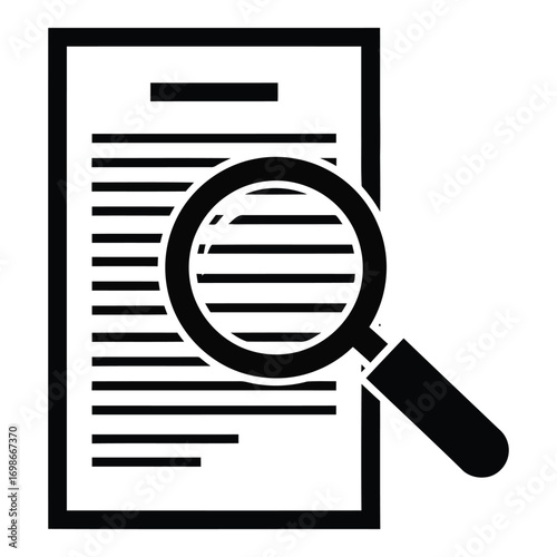 Vector art of magnifying glass over document