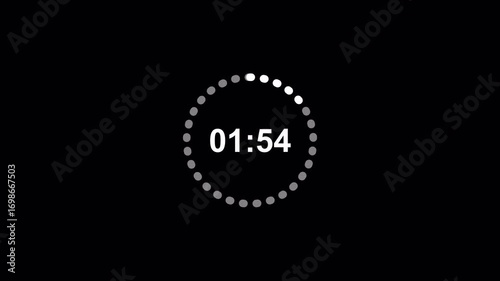 2 minutes countdown timer animation with transparent background, two minute timer animation with alpha channel. 
