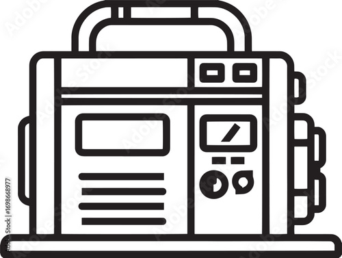Heavy Duty Industrial Welding Machine Icon in Clean Functional Minimal Vector Artwork