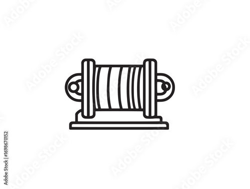 Industrial Heavy Duty Winch Icon in Sleek Minimal Vector Illustration Style