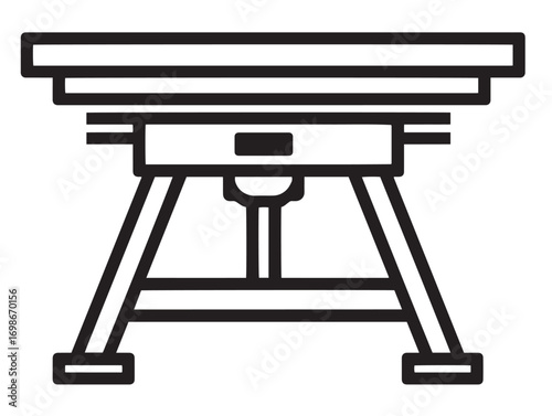 Durable Workshop Welding Table Icon in Sleek Minimal Vector Line Artwork