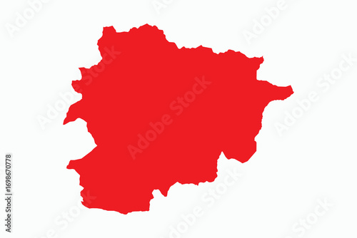 Vector graphic artwork suitable for print and web containing flat detailed map of ANDORRA