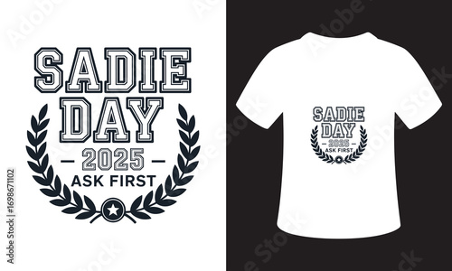 Sadie day ask first typography design for t-shirts vintage laurel wreath