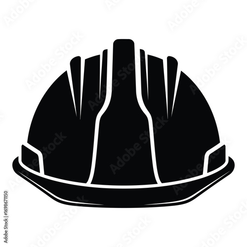 Vector art of black construction hard hat