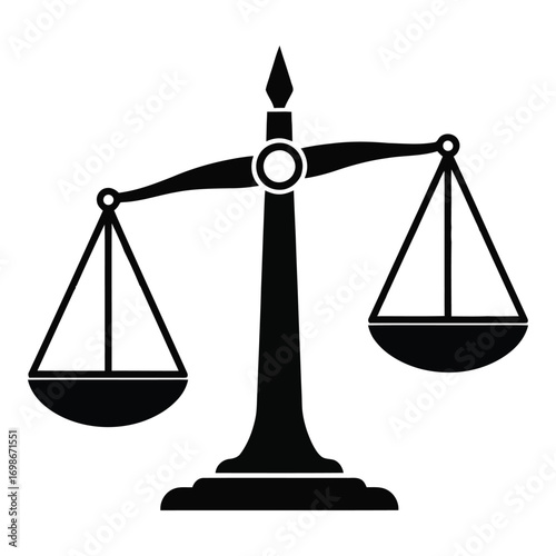 Vector art of black and white illustration of scales of justice