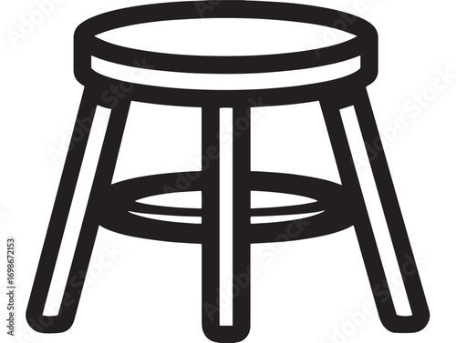 Durable Work Stool Icon in Clean Minimal Elegant Vector Line Artwork Style