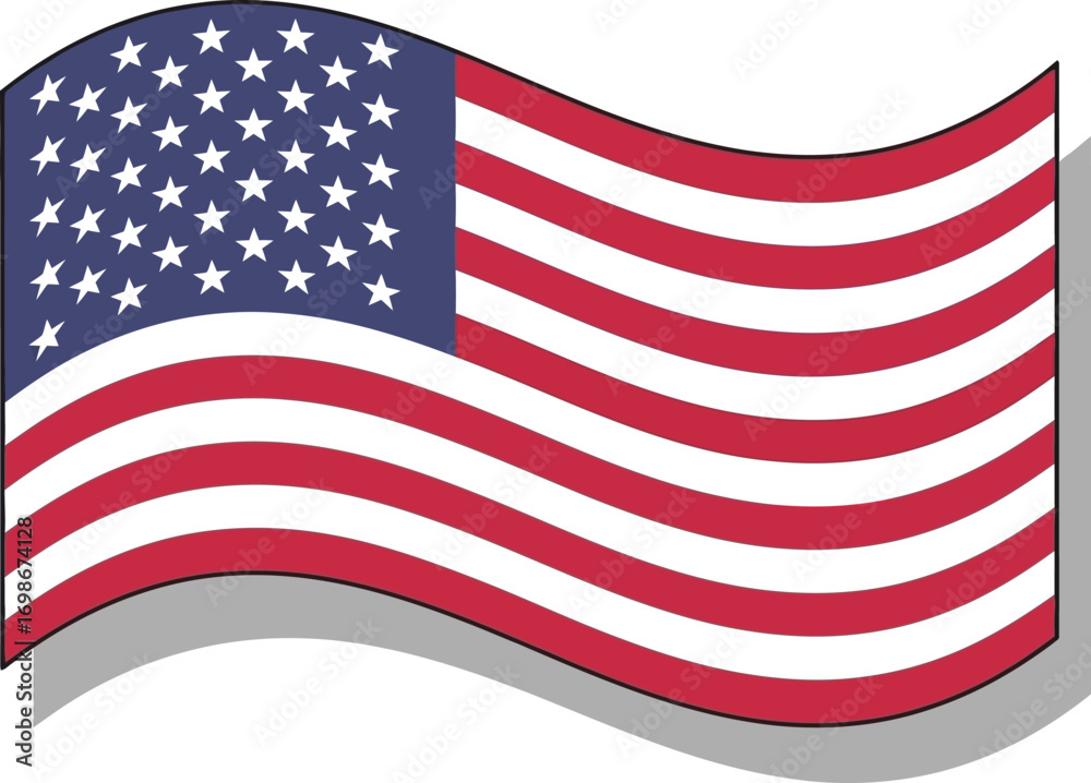 Obraz premium Waving american flag vector illustration