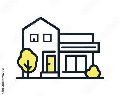 A simple vector icon illustration of a detached house