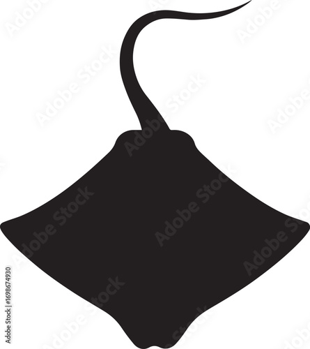 Stingray silhouette vector, graceful ocean ray illustration, perfect for marine design projects.