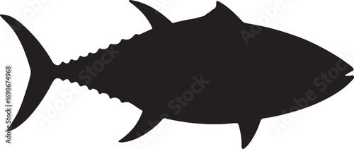 Tuna silhouette vector, fast swimming ocean fish illustration, perfect for marine design projects.