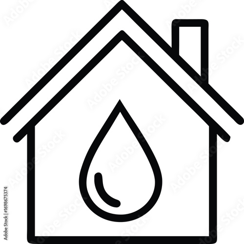 leak house with water drop outline vector icon