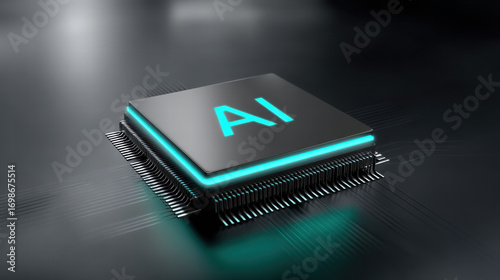 Cyber ai chip with light effects creates futuristic atmosphere on dark background showing advanced technology innovation