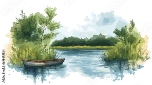 Danube Delta. Danube Delta watercolor vector illustration